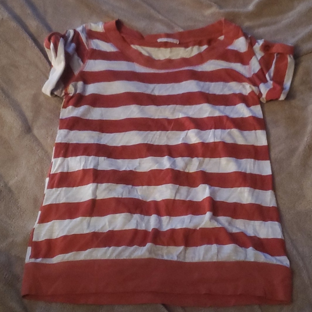 Striped burnt orange and white top